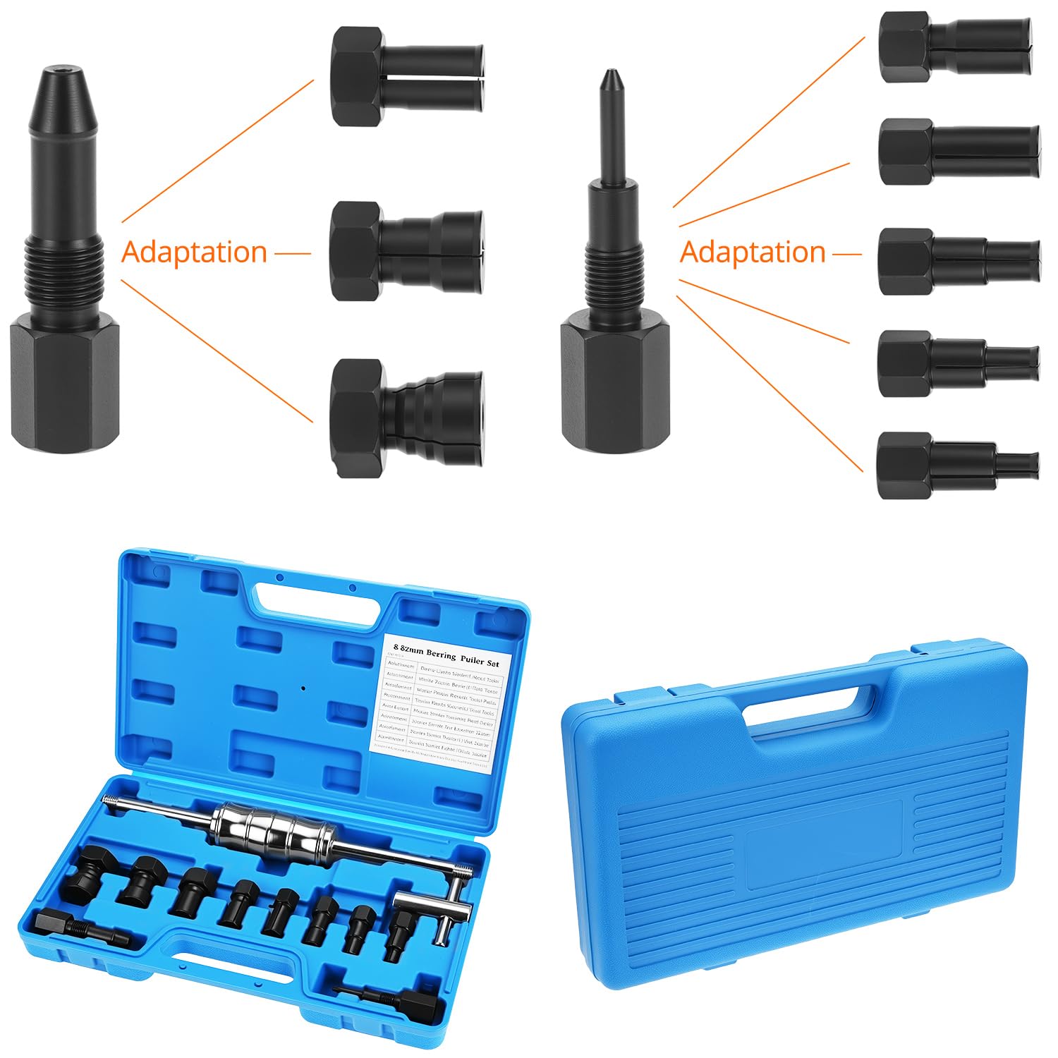 QWORK® 12 Piezas Extractor rodamientos Interiores de Agujero Ciego, con Martillo Deslizante y Pinzas Extensibles para rodamientos de Rueda, 8-32 mm
