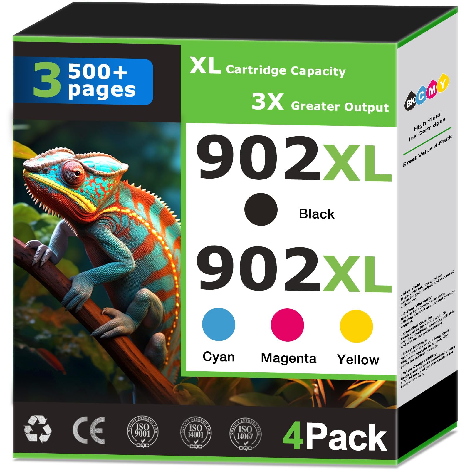 Photo 1 of 902XL Ink Cartridges Compatible for HP 902 Ink Cartridges Combo Pack Work with HP Printer OfficeJet Pro 6978 6968 6960 6958 6970 6975 6950 Printer Ink Black Color Cyan Magenta Yellow 902 Ink (4 Pack)