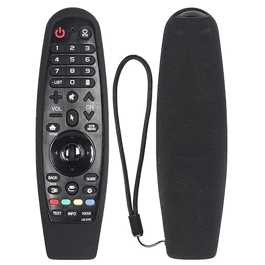 LG Magic Remote AN-MR19BA AN-MR18BA AN-MR600 MR650 AN-MR20GA AKB75855501 Silicone Case Washable Skin Friendly Shockproof Remote Control Anti-Lost with Lanyard (Black)