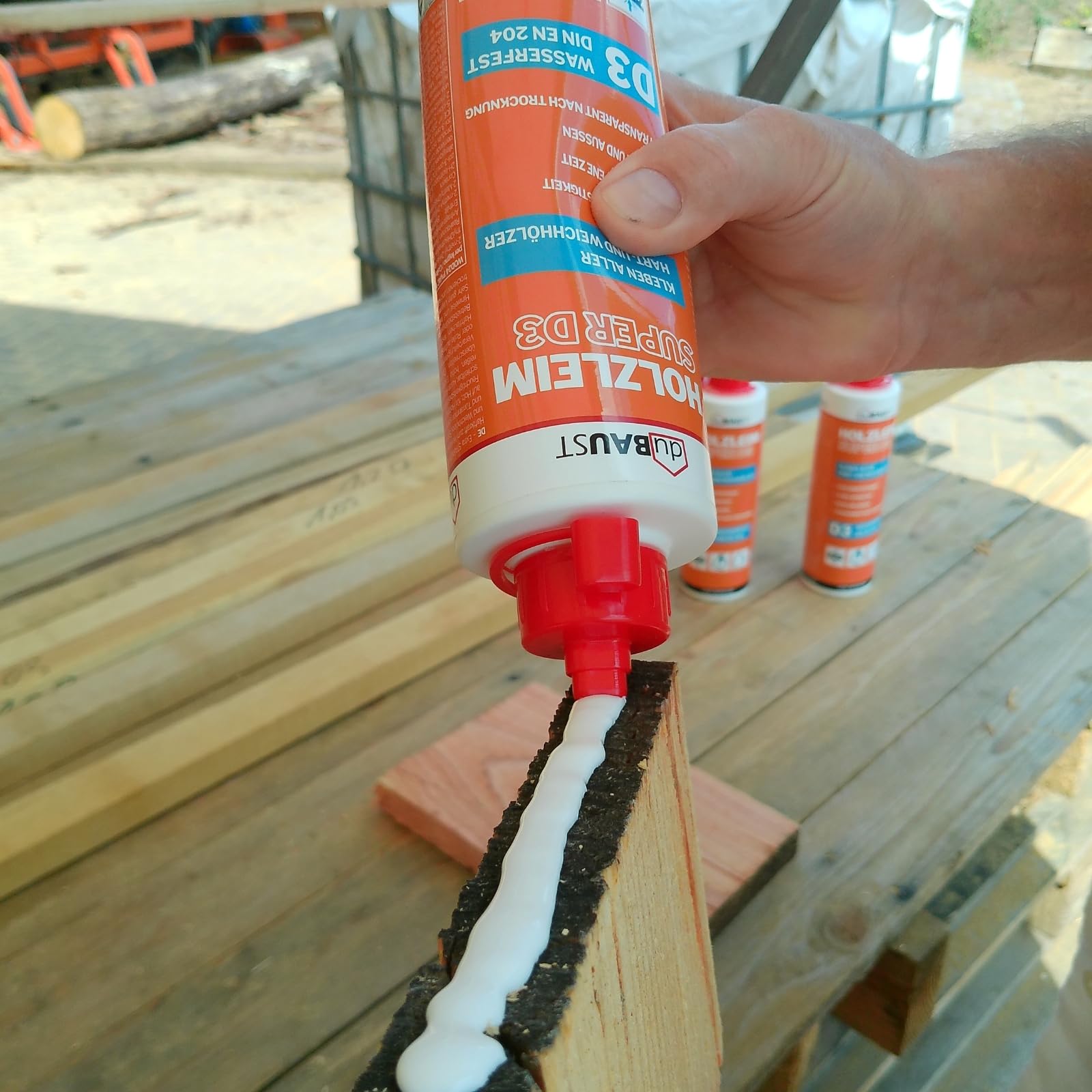 WOD24 - Pegamento para madera D3 de secado rápido, resistente al agua, para madera dura y madera blanda, color blanco – transparente después del endurecimiento (1, botella de 500 g)