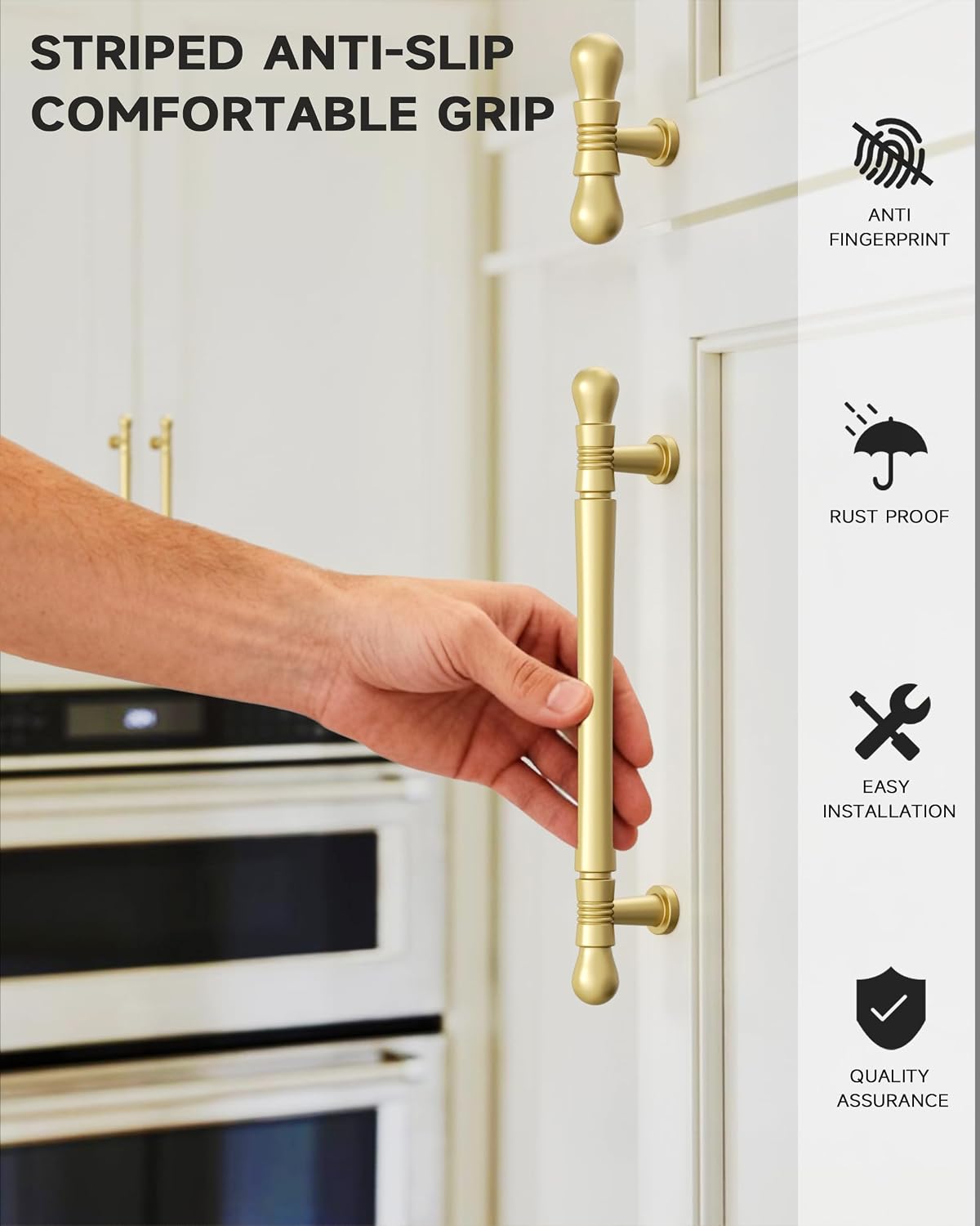 9BUILD 10 Pack 5 Inch Cabinet Handles Brushed Gold Cabinet Pulls Kitchen Cabinet Handle Cabinet Hardware Kitchen Handle for Cabinets Gold Pulls for Cabinets