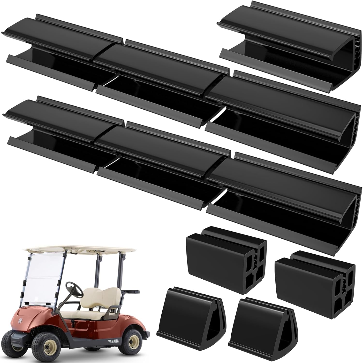 Club Car Windshield Retaining Clip Kit, Golf Cart Windshield Mounting Sash Short Clip for Club Car DS 1982-2000 & 2005-up/YAMAHA, Fit 1"x1" Struts Tube, PVC, Replace OEM# 101444101 102005801