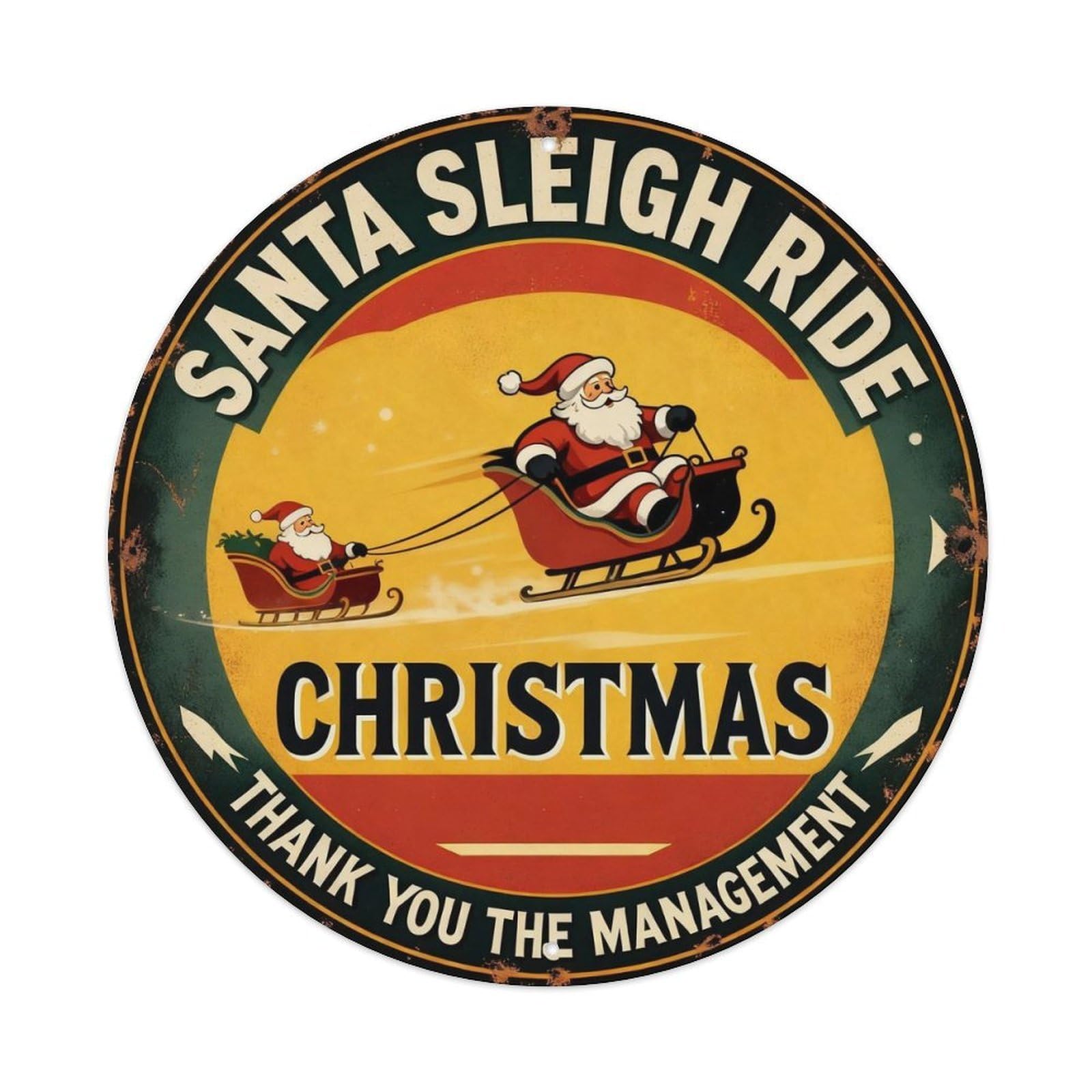 Santa Sleigh Ride Christmas Metal Tin Sign Plaque