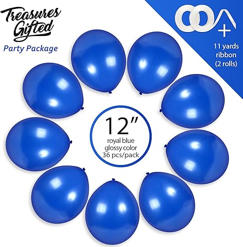 Miniatura 2 de Treasures Gifted Globos azules reales brillantes de 12 pulgadas, paquete de 36 unidades, globos azul marino, globos de látex azul oscuro, globos de
