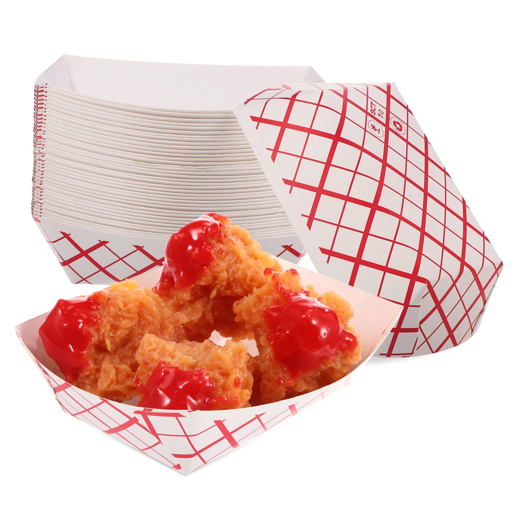 PRETYZOOM 200Pcs Checkered Paper Food Trays Snack Containers for Fries Hot Dogs Desserts Sturdy Stackable Leak Resistant Design for Events Daily Use