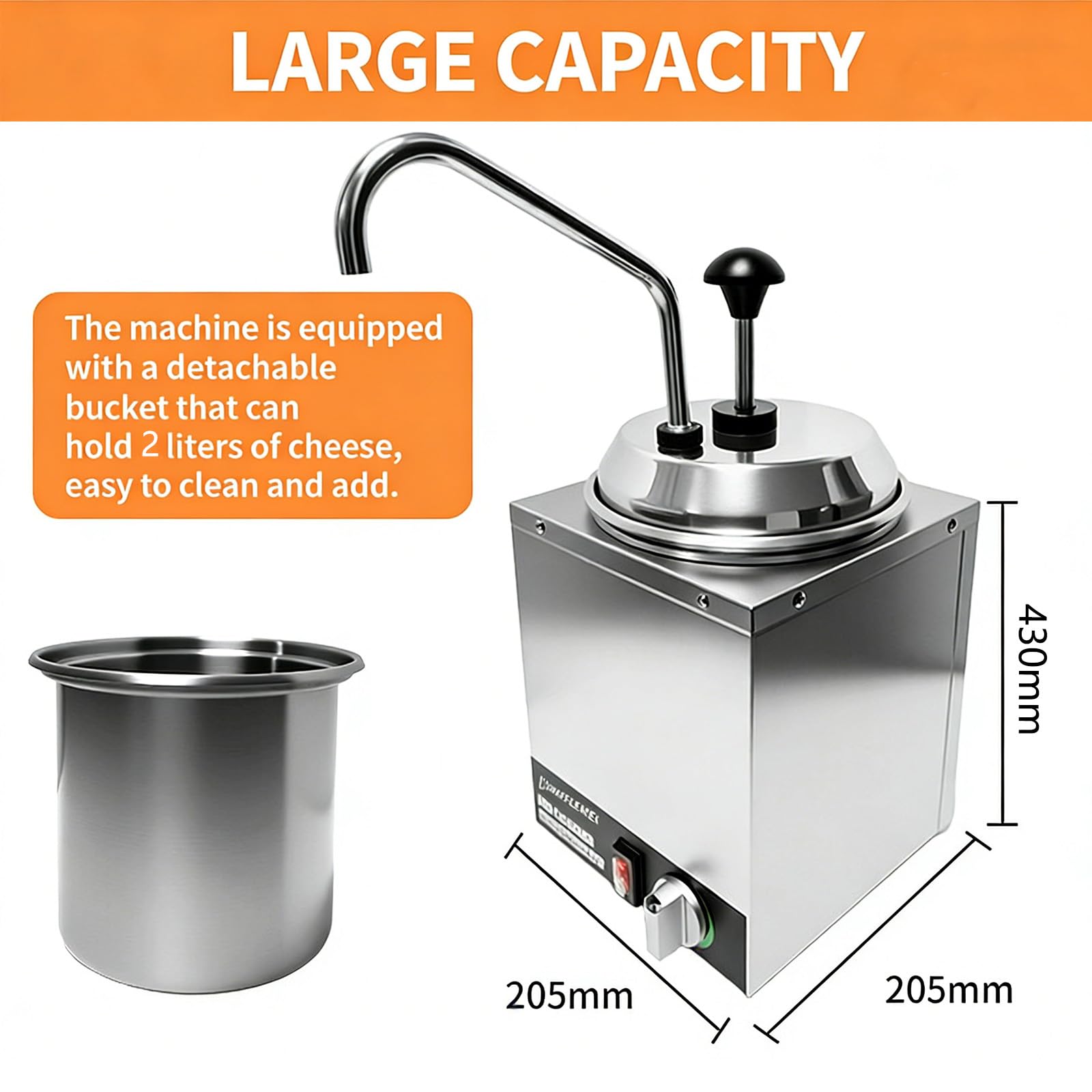 Calentador de dulces calientes máquina eléctrica para derretir salsas con bomba, temperatura ajustable, dispensador de queso nacho para dulces calientes y salsas de caramelo, perfecto para fiestas