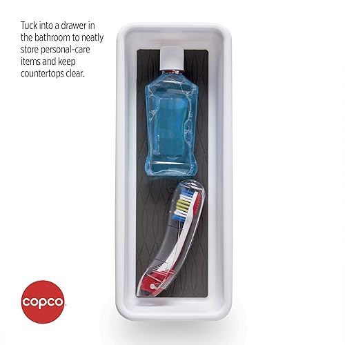 Miniatura 5 de Copco Basics - Organizador de cajones, 9.81 x 3.81 x 2.1 pulgadas, blancogris carbón