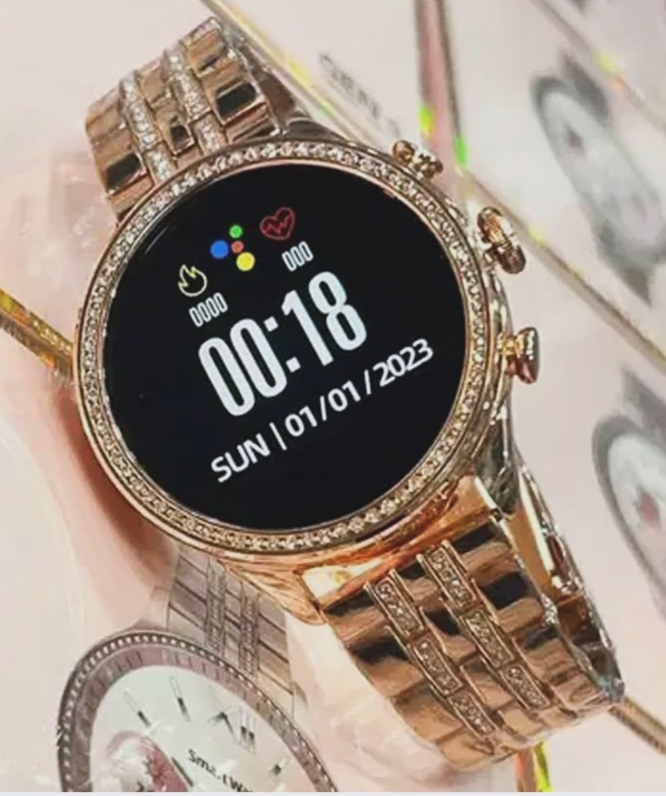 R & I Gen 9 Diamond Strap HD Display 2 Straps BT Calling Smartwatch (Rose Gold Strap) for Mens and Womens with ON/Off Logo (B0D9QX9GB9) Amazon Price History, Amazon Price Tracker