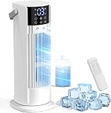 Climatiseur Mobile avec reservoir 4 en 1 rafraichisseur d'air silencieux avec 4 Vitesses, Mode Tempête, 2 Modes de pulvérisation, Minuterie et Oscillation à 90° pour Chambre et Bureau - 1