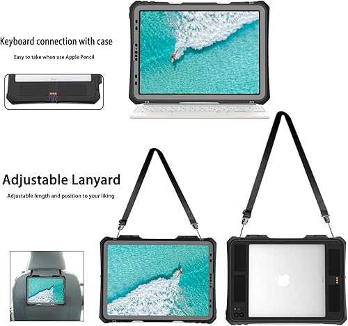 Miniatura 6 de Funda impermeable para iPad Pro de 11 pulgadas 2022202120202018 (4321era), protección militar 360 a prueba de caídas, con soporte de correa,