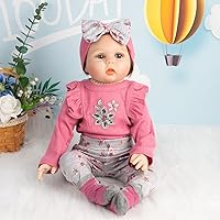 Vista 5 de Muñecas Reborn Ropa de bebé, trajes rosas para muñecas Reborn de 22 a 24 pulgadas, conjunto de ropa de muñeca de 4 piezas