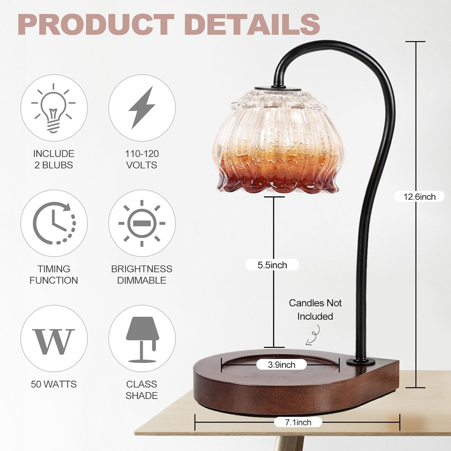 candle warmer lamp with timer, electric dimmable candle warmer melter, small & large jar fragrance candle holders for home decoration gift for women, coffee c.coffee