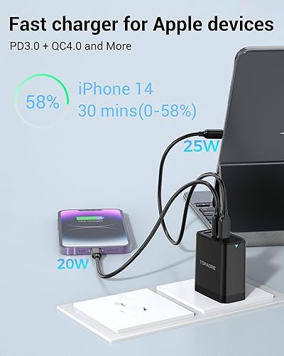 Miniatura 30 de Bloque de cargador USB C de 65 W, cargador de pared GaN de 3 puertos, plegable, compacto, tipo C, carga rápida para MacBook Pro/Air, para iPhone