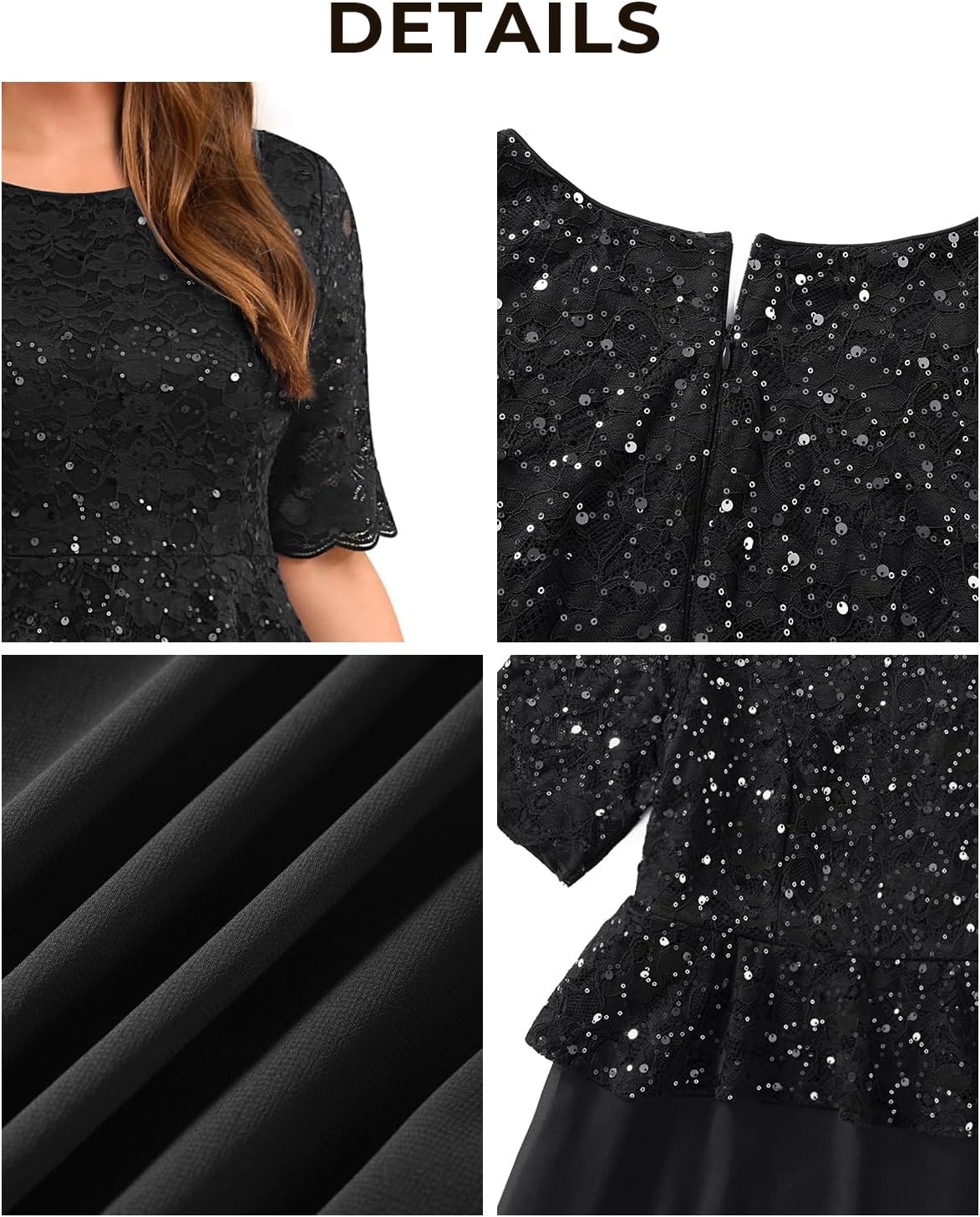 Plus Size Formal Dresses - Mother of The Bride Evening Gowns Wedding Guest Sequin Lace Bodice Long Dress Women - Image 5