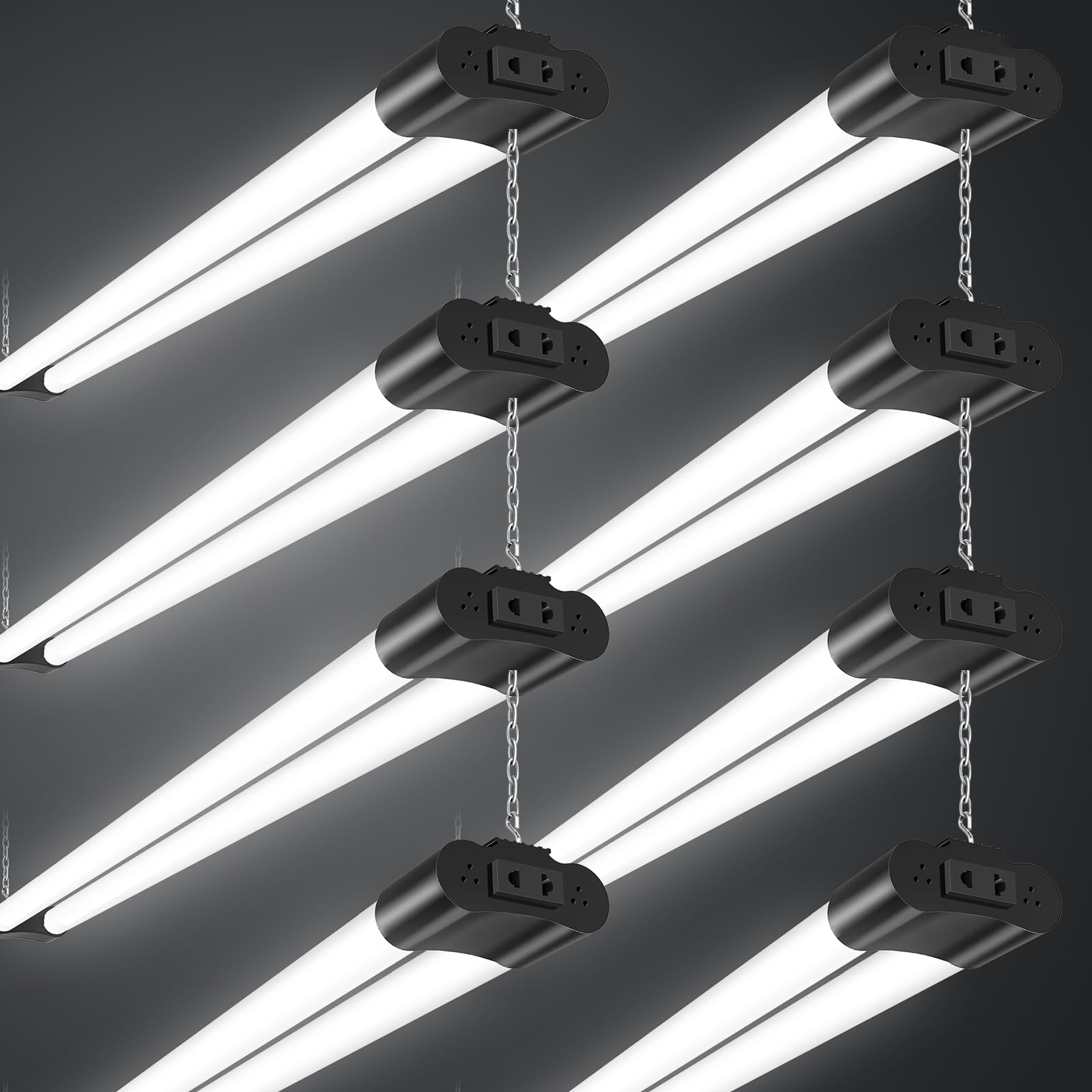 Sararoom Tubo Neon LED 115CM 40W Plafoniera Led Soffitto, 4400LM T8 Barra Led 6500K Bianca Fredda Collegabili Tubolare Sottopensile Luce con Spina, IP20 Lampada per Garage Officina Ufficio Cucina,8Pc