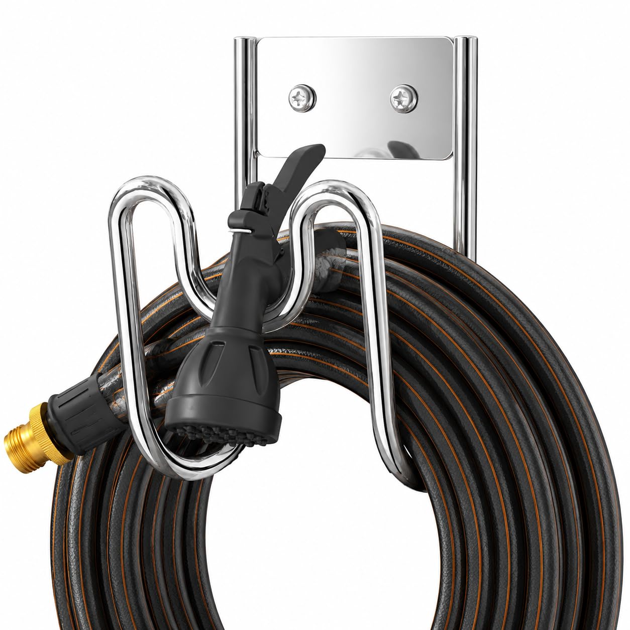 Sarvvte Stainless Steel Garden Hose Holder, Wall Mounted Water Hose Rack, Heavy Duty Storage Hook for Outside, Garden, Garage, Patio, Anti-Rust & Sturdy Wall Bracket