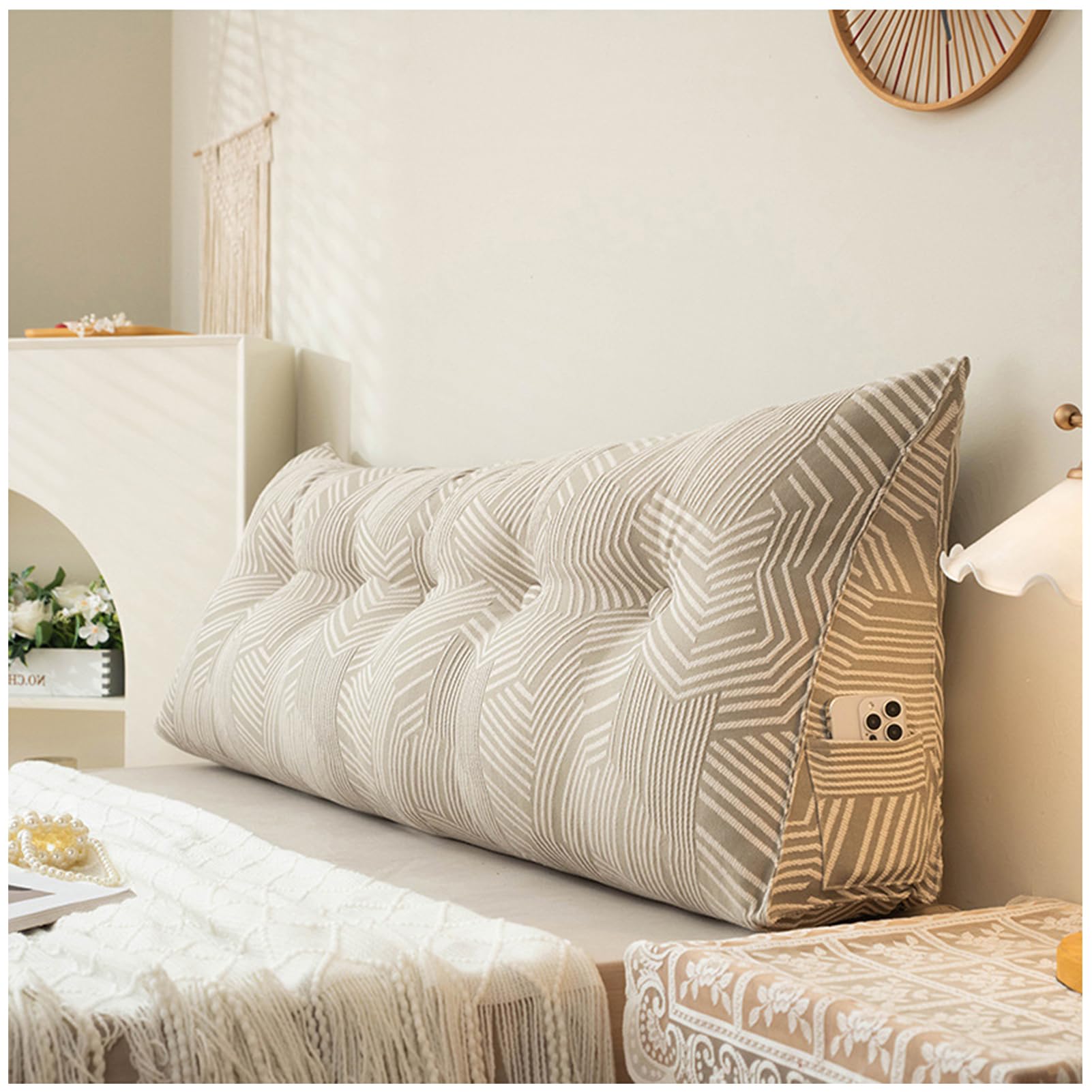 Grand coussin pour tête de lit et lecture : dossier triangulaire ergonomique pour lit