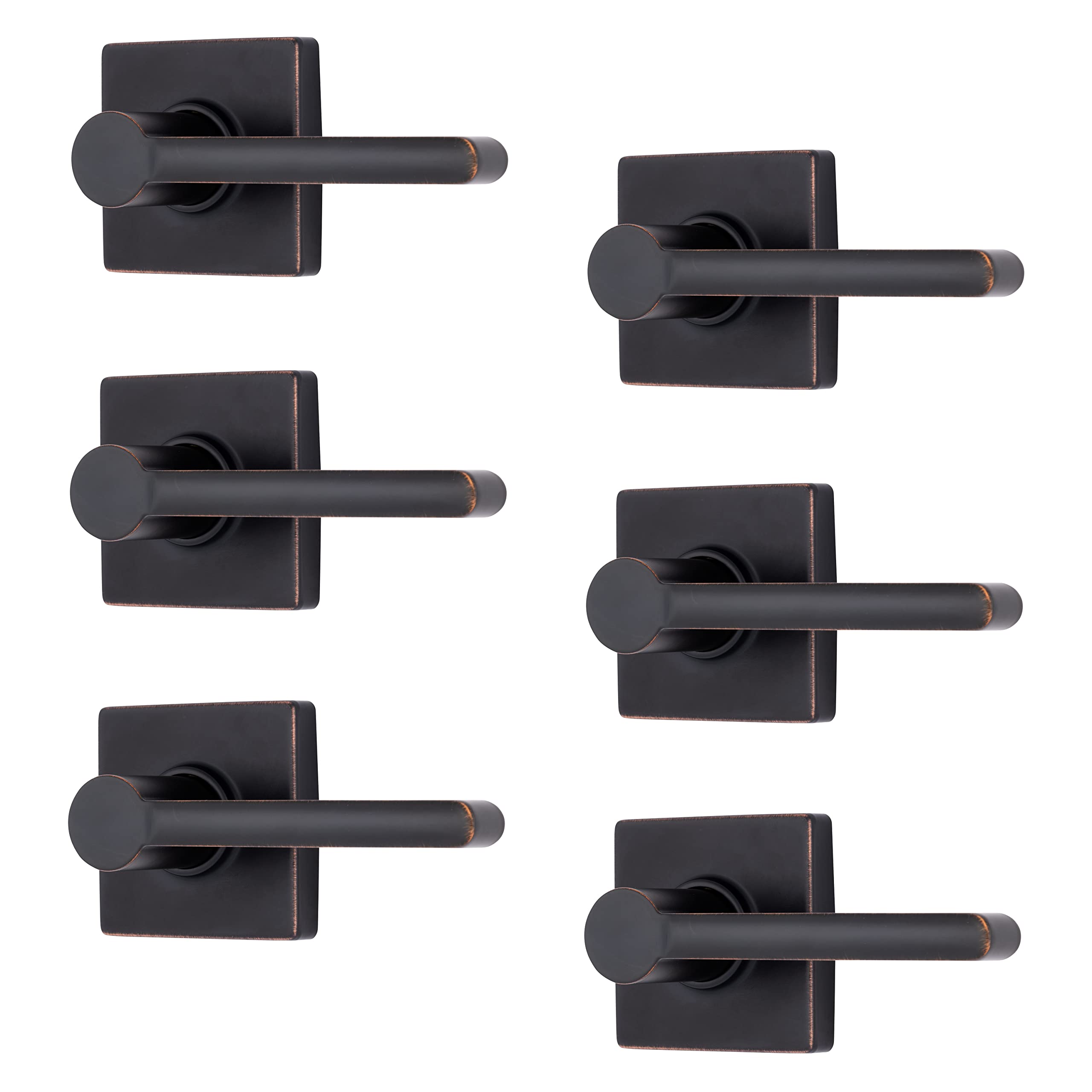 BRINKS – 6-Pack Tuscan Bronze Contemporary Interior Passage Straight Door Lever – Keyless Oil Rubbed Bronze Finish Non-Locking Straight Door Handle