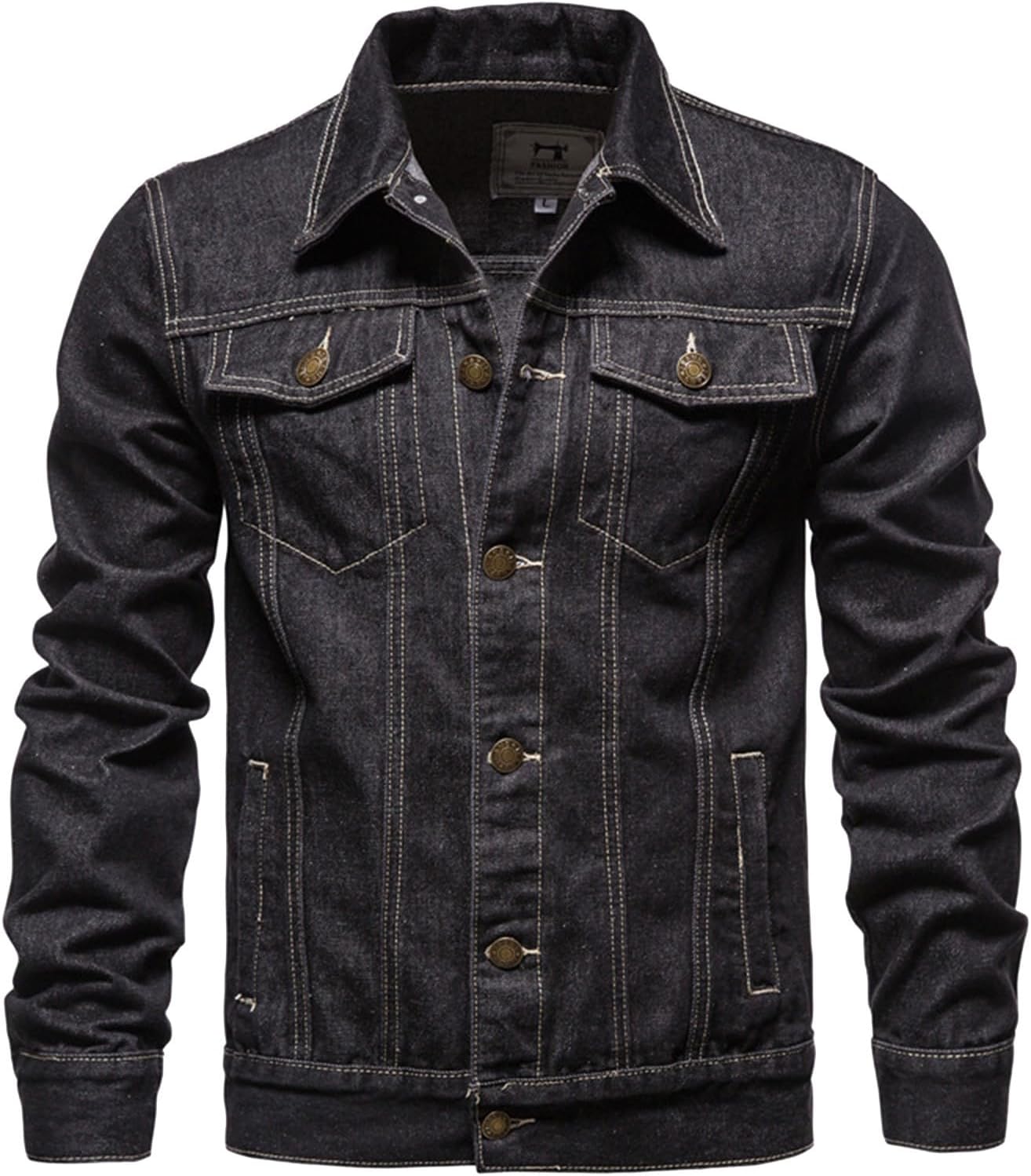 RTRDE Men's Denim Jacket Long Sleeve Lightweight Trucker Jackets Fashion Jean Coat with Pockets Work Outwear, M-3XL