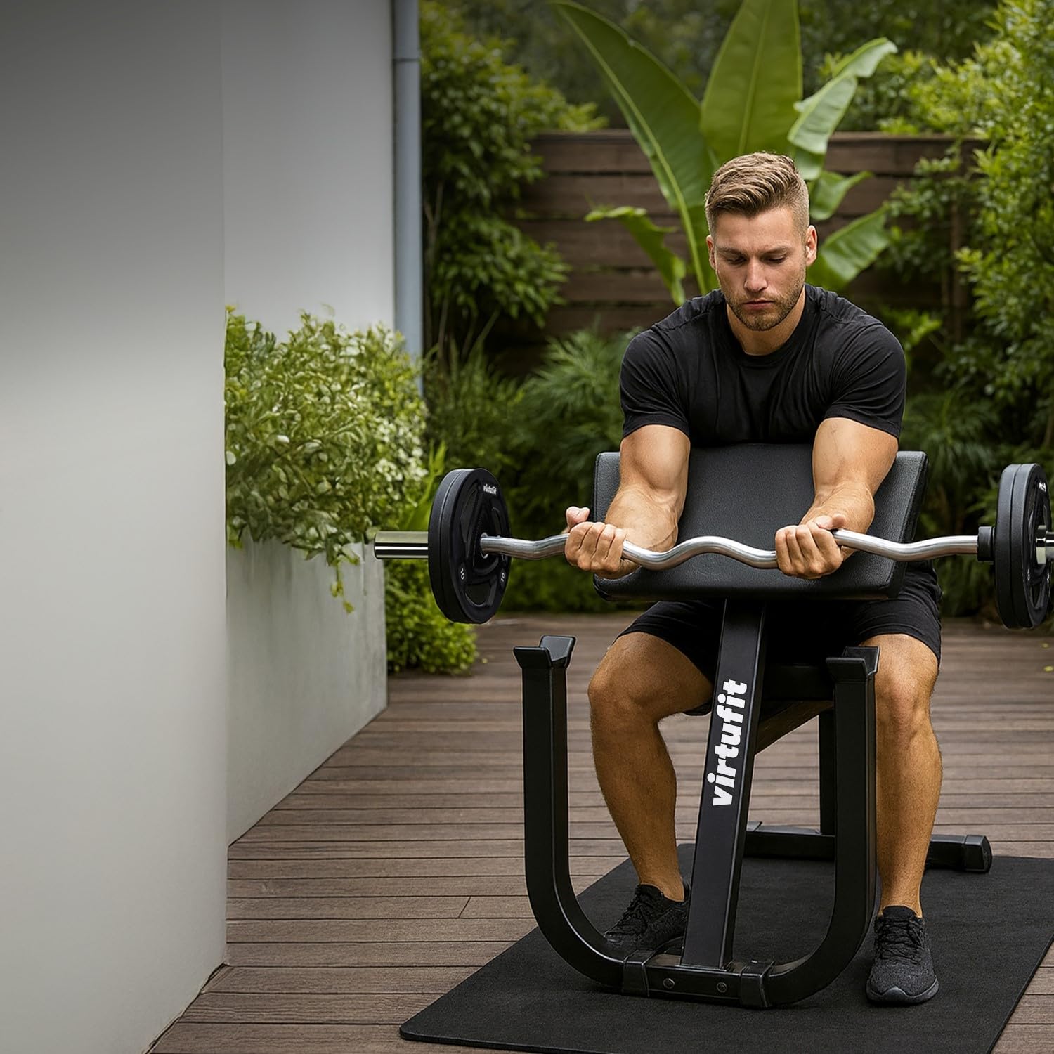 VirtuFit Preacher Curl Station – Verstellbare Curlbank mit Armstütze, Bizeps- & Armtrainer, stabile Hantelbank für Zuhause