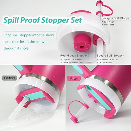 Miniatura 78 de Stanley Cup - Juego de accesorios que incluye 6 tapones de silicona a prueba de derrames, 2 tapas de popote para popotes de 0.39 a 0.39 pulgadas, 1