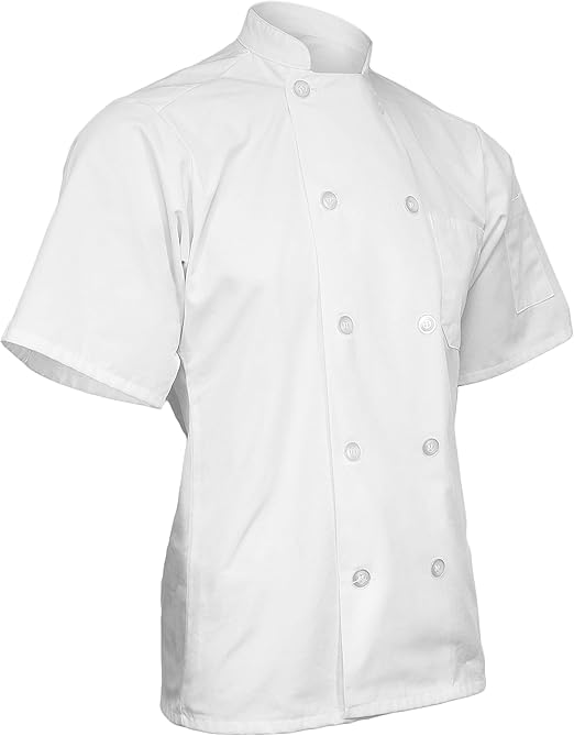 ChefsCloset Unisex Short Sleeve Button Chef Jacket Chef