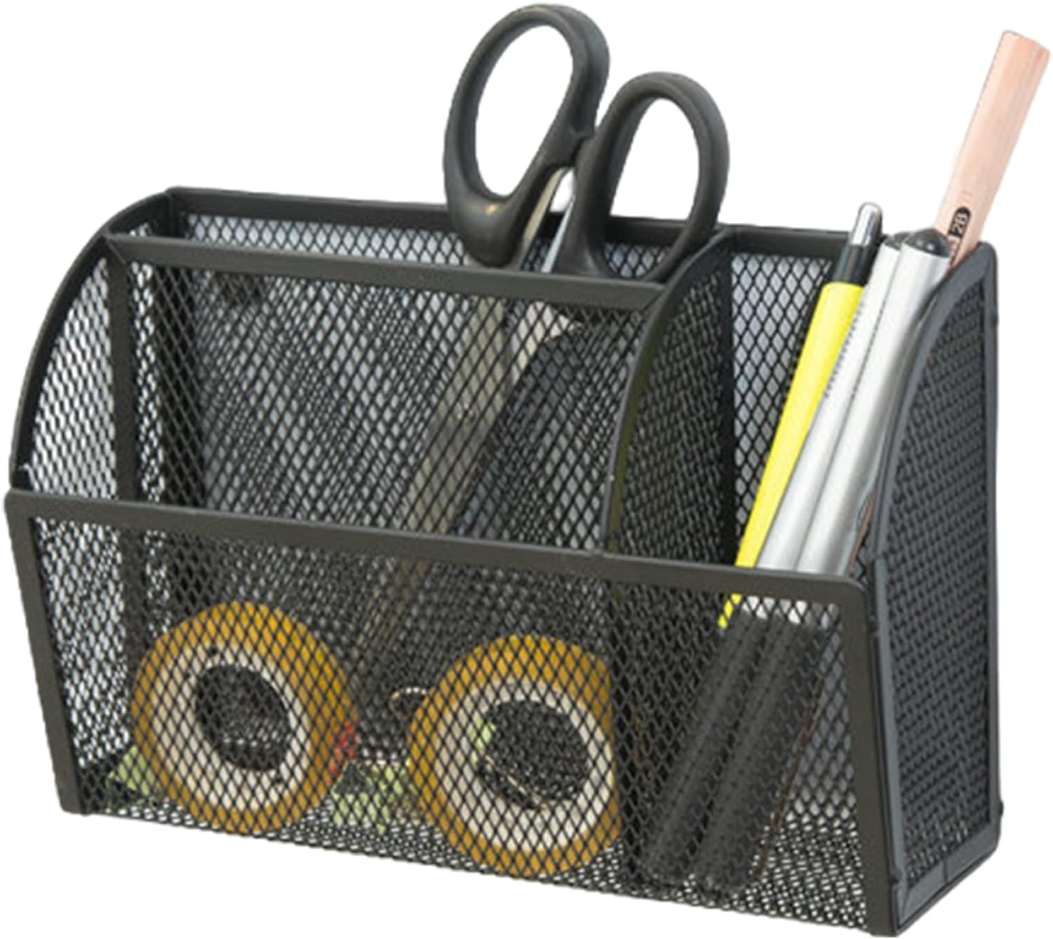 Magnetic Pencil Holder, 3-Grid Mesh Locker Organizer, Space Saving Magnetic Basket for Refrigerator, Home, School and Office