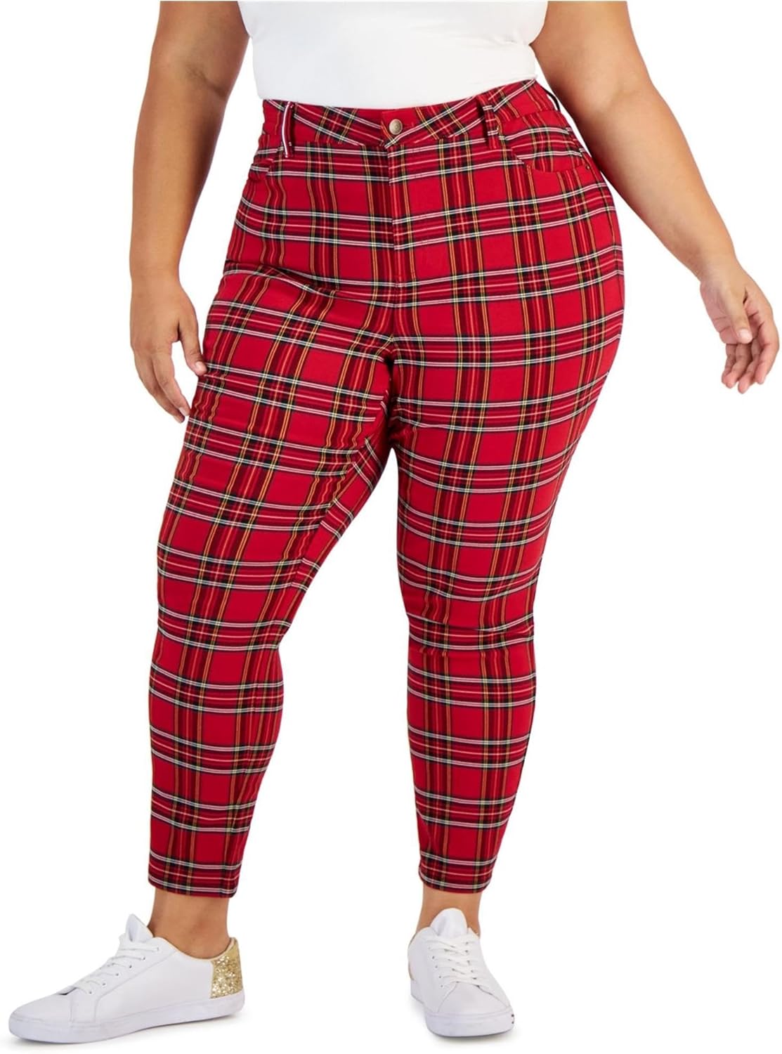 Tommy Hilfiger Womens Glen Plaid Skinny Dress Pants