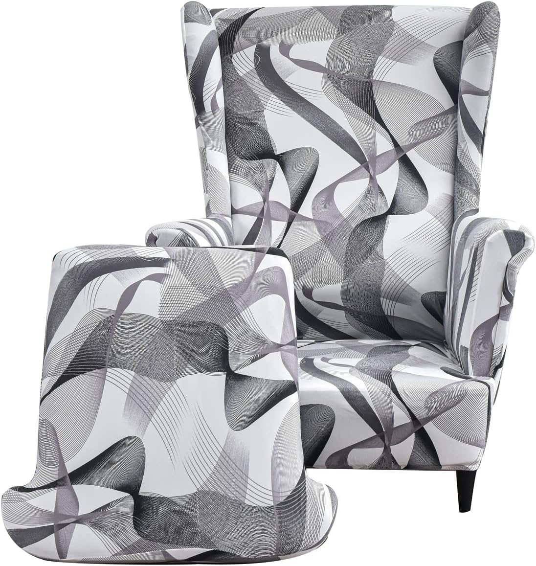 2 Piece Wingback Chair Slipcovers Stretch Wing Chair Covers Spandex Slipcovers Wingback Sofa Covers Armchair Covers Furniture Protector for Living Room Wingback Chair