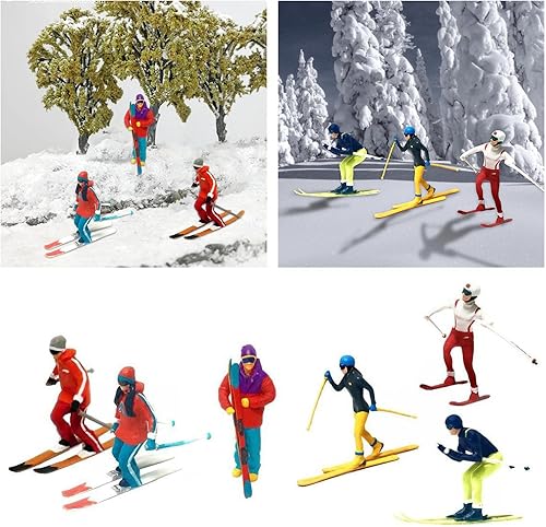 Miniatura 4 de shamjina 6X pintadas a mano 164 modelo miniatura figuras de esquí mesa de arena escena juguetes mesa gente pequeña micro paisaje diseño decoración