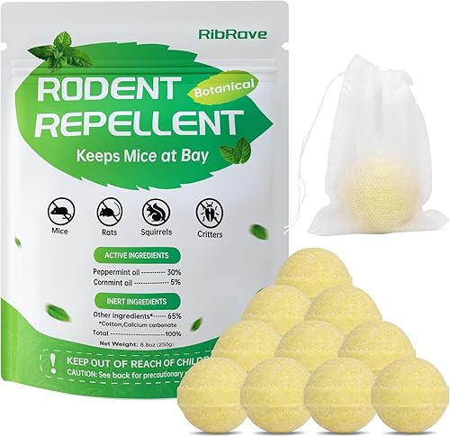 RibRave Paquete de 10 bolas electrónicas repelentes de roedores, repelente de ratones y ratas, repelente eléctrico de roedores para interiores y