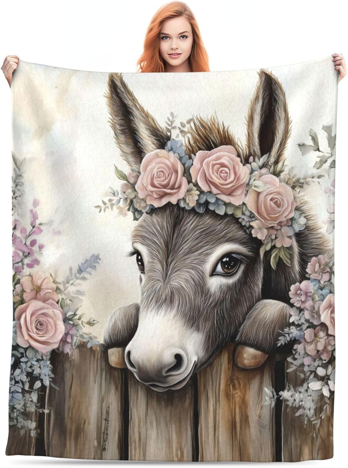 Cute Donkey Blanket Gifts for Women Adults, Donkey Themed Throw Blankets, Soft Cozy Lightweight Donkey Plush Throws for Living Room Sofa Couch Home Decor 50x60in