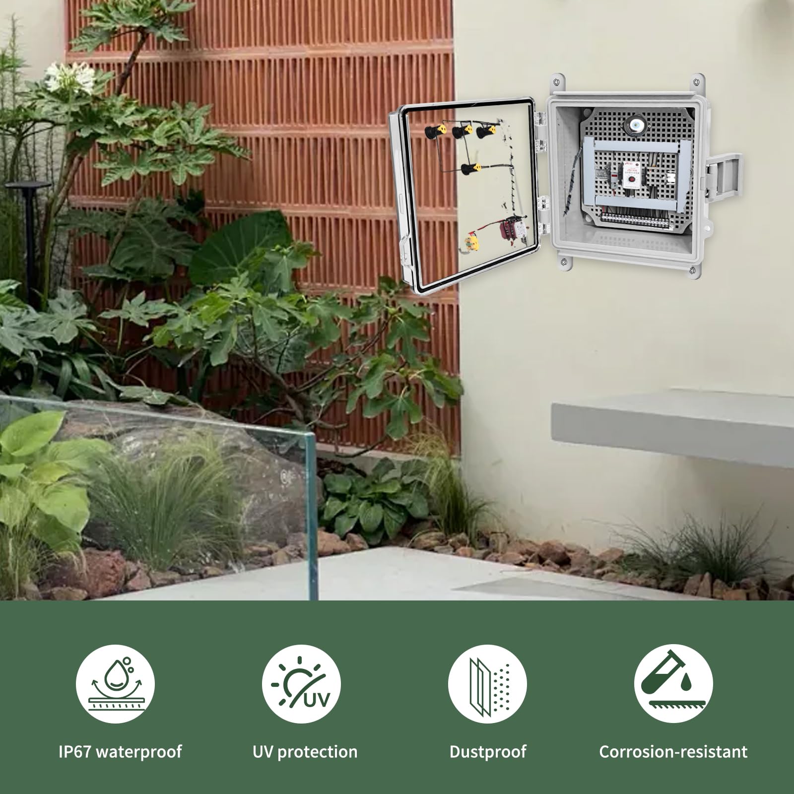 Armadio di controllo,Scatola di Giunzione Impermeabile,Scatola di Distribuzione a Parete 15 x 15 x 9 cm,Scatola di Protezione,Scatola Stagna,per Ambienti Umidi,Giardini,Esterni,Ville