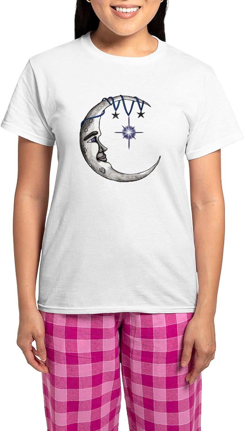 CafePress Man in The Moon Pajamas Women's Novelty Cotton Pajama Set, Comfortable PJ Sleepwear
