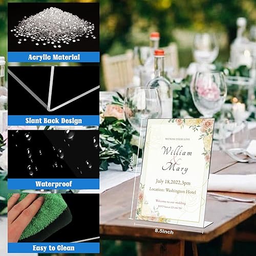 Miniatura 2 de Laerjin Acrylic Sign Holder 8.5 x 11 - 10 Pack Clear Slanted L-Shaped Display Stand, Flyer & Menu Frame, Side Loading Paper Signage Holder - Office