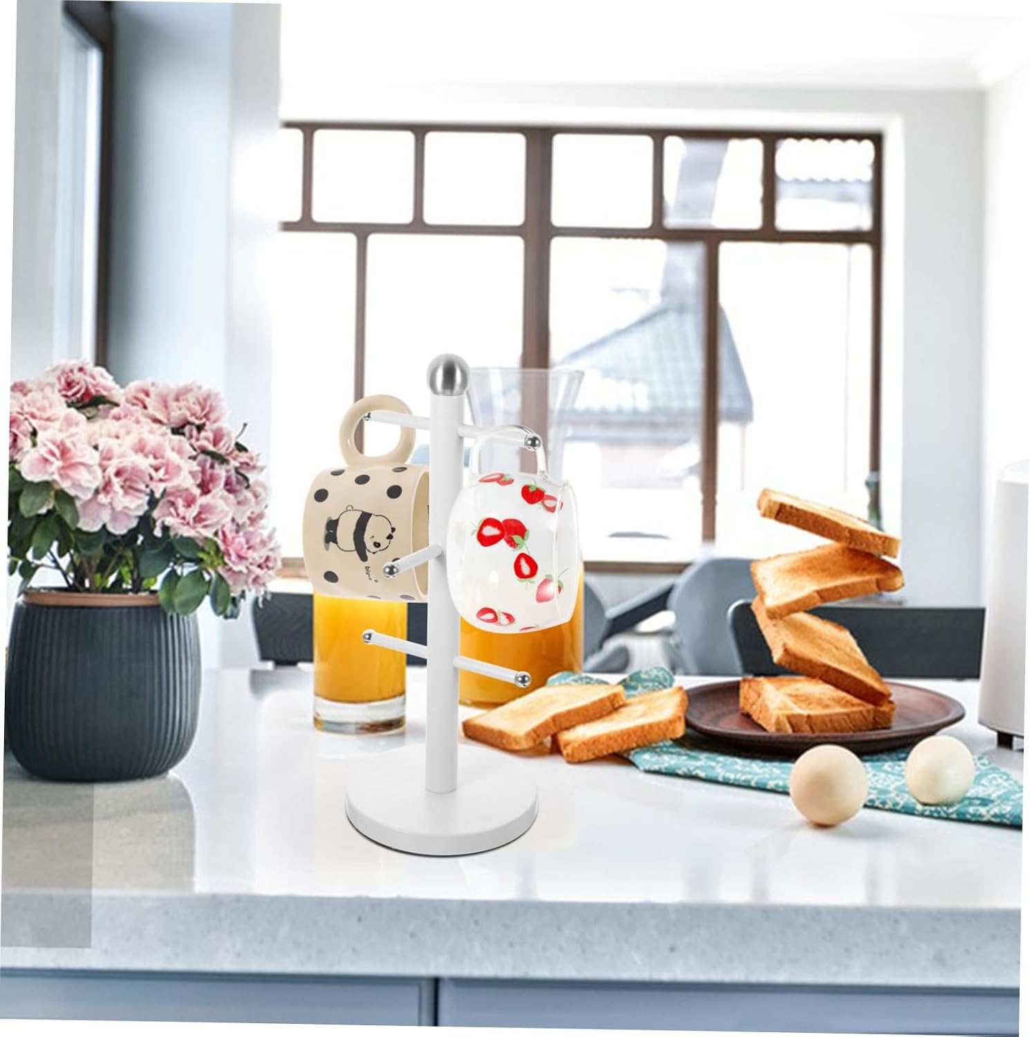 Iron Mug Tree Stand Metal Coffee Cup Holder for Kitchen Countertop Adjustable Storage Rack for Mugs and Tea Cups Space-Saving Organizer for Home