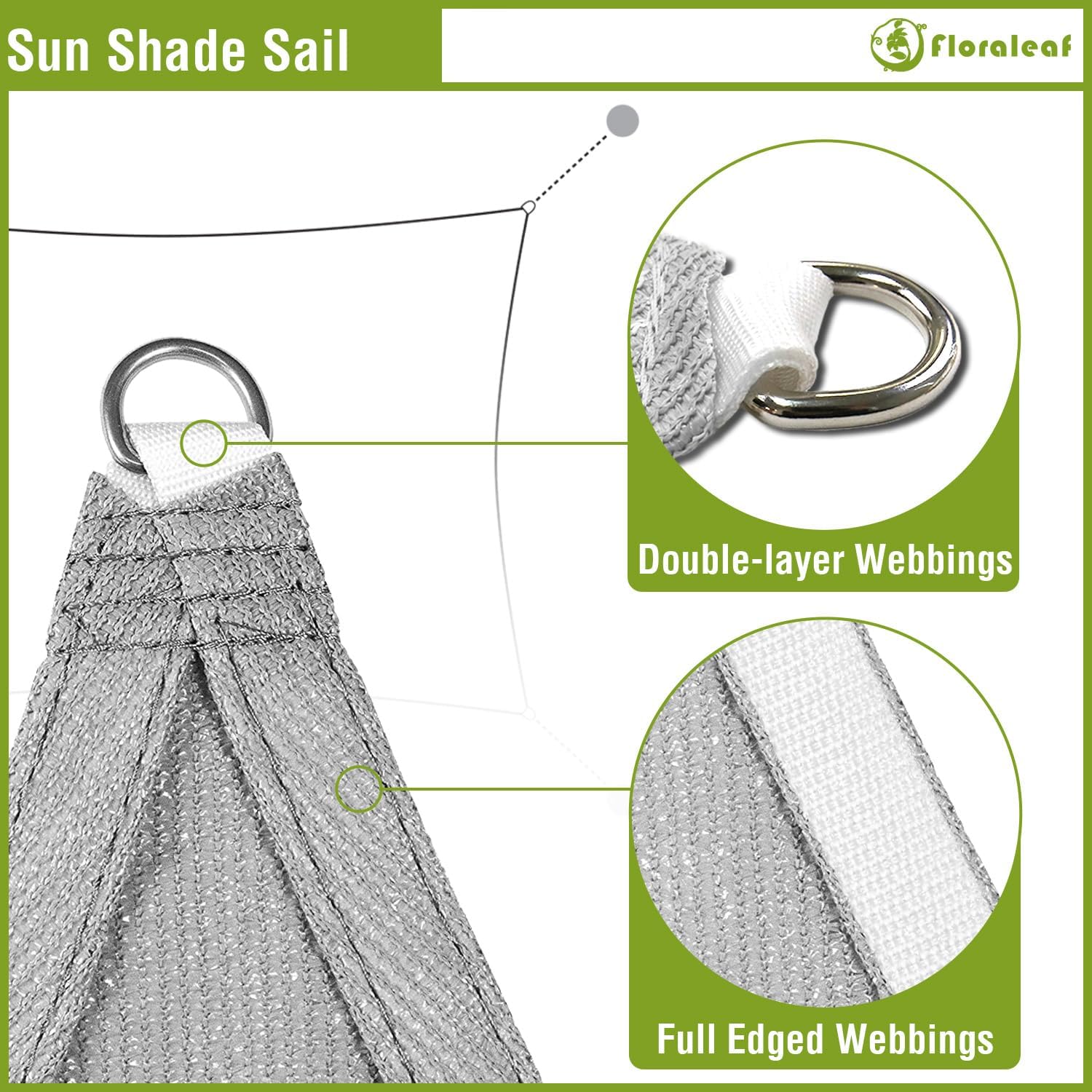 Rectangle Sun Shade Sail 13' x 23' for Patio Backyard Permeable Canopy Awning Sail Shade Cloth for Lawn Garden Outdoor Activities Light Grey