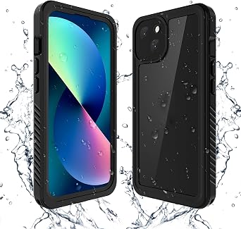 Lanenas for iPhone 13 Case, Waterproof Case with Built-in Screen Protector, Full Body Heavy Duty Phone Case Dustproof Shockproof Case Cover for iPhone 13 6.1inch Black