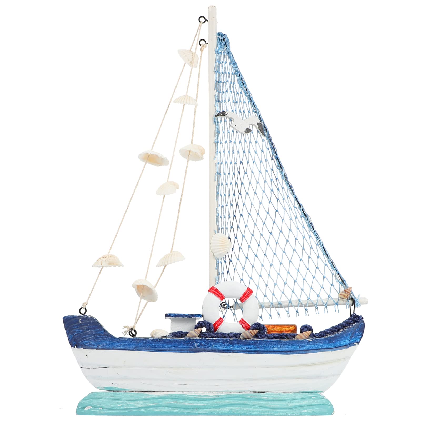 Alipis 1pc Mediterranean Wooden Sailing Boat Ornament Creative Nautical Decor for Desktop Portable Beach Style Model for Living and Shop Decoration