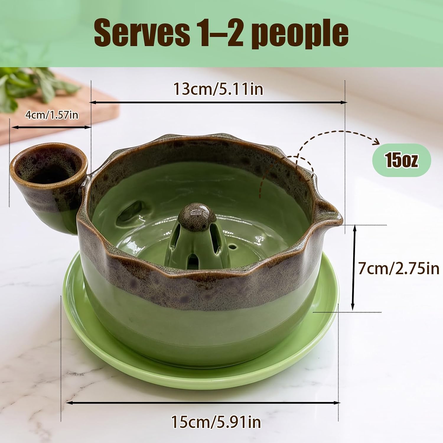 Berry Washing Bowl, Ceramic Berry Bowls With Holes (Green)