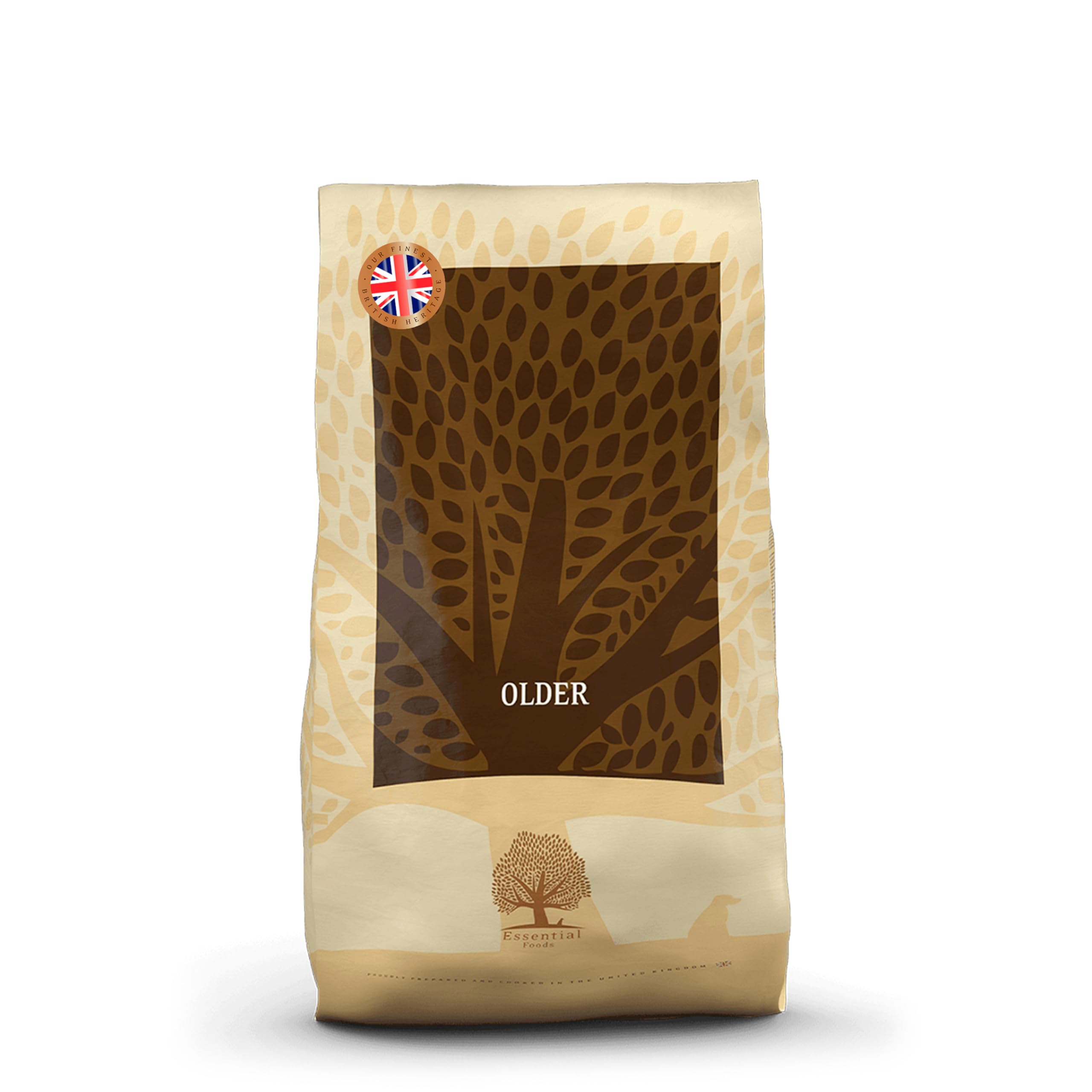Essential Older 10 kg | Huhn, Ente, Lachs & Forelle | Getreidefrei Hundefutter für große Senior Hunde | hoher Fleischanteil | nach dem BOF-Prinzip