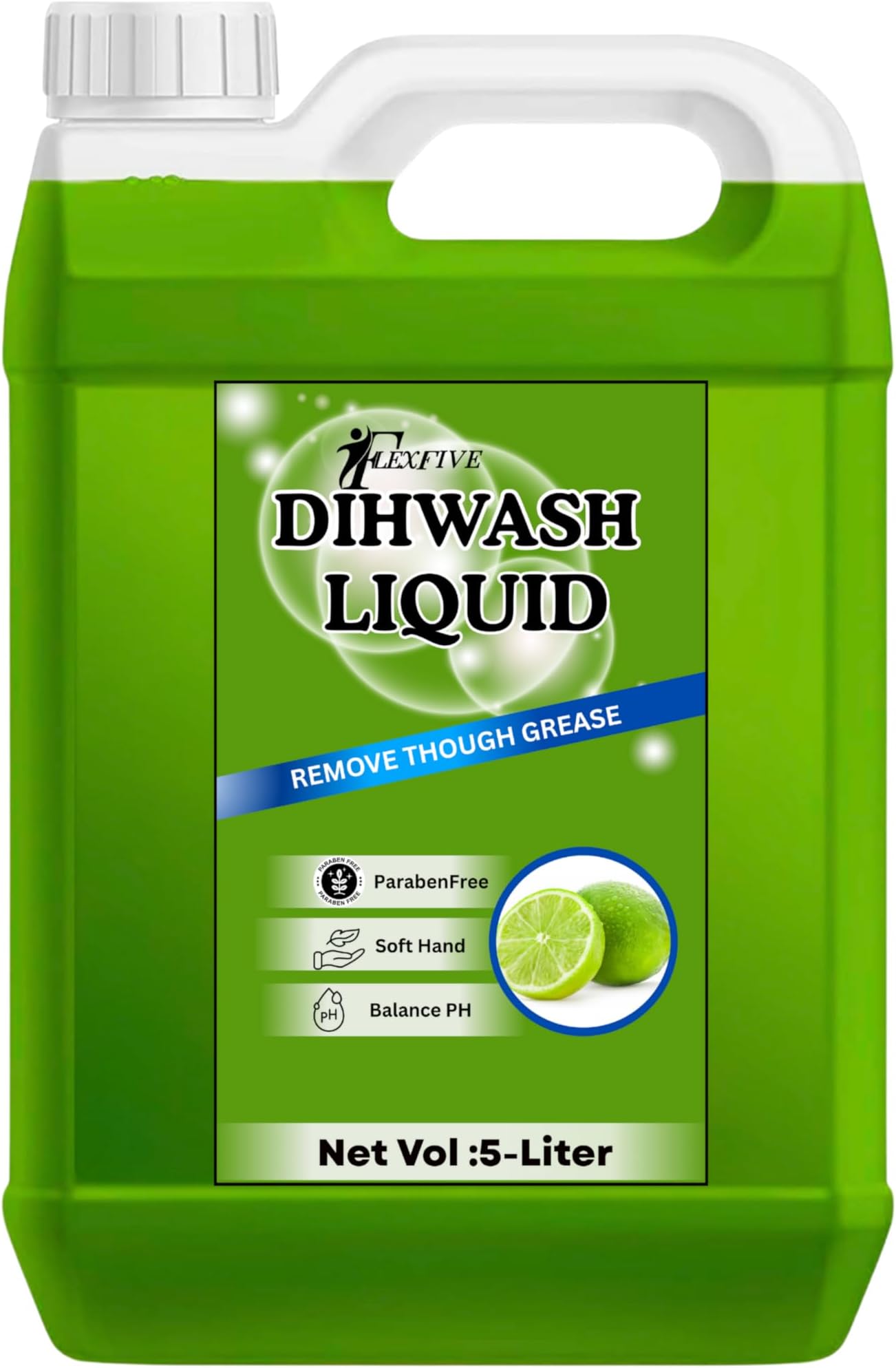 Dishwash Liquid – Lemon Scent, 5 Litre | Paraben-Free, pH Balanced, Powerful Grease Removal, Gentle on Hands, Sparkling Clean Finish, Long-Lasting Foam, Ideal for Kitchen & Commercial Use