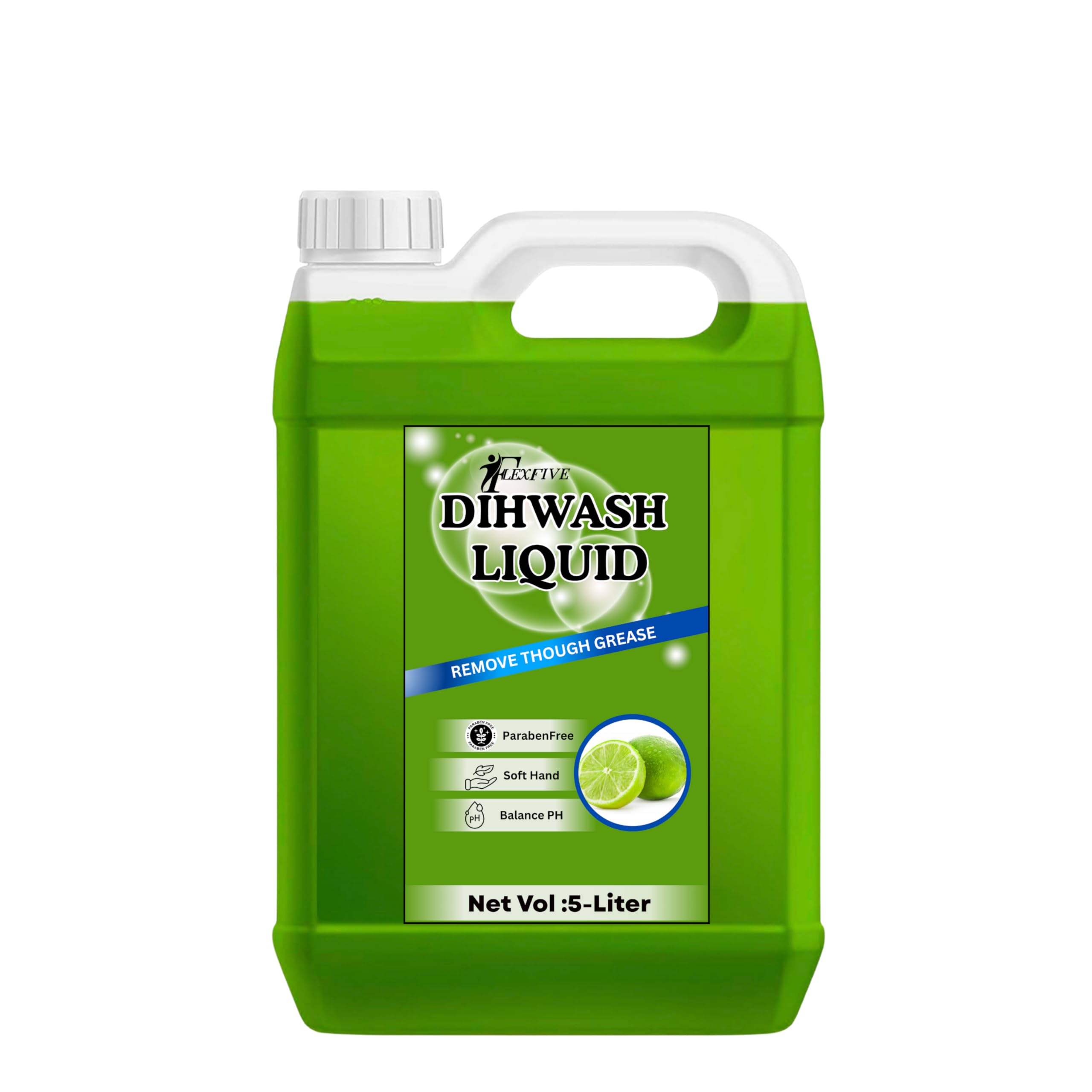 Dishwash Liquid – Lemon Scent, 5 Litre | Paraben-Free, pH Balanced, Powerful Grease Removal, Gentle on Hands, Sparkling Clean Finish, Long-Lasting Foam, Ideal for Kitchen & Commercial Use