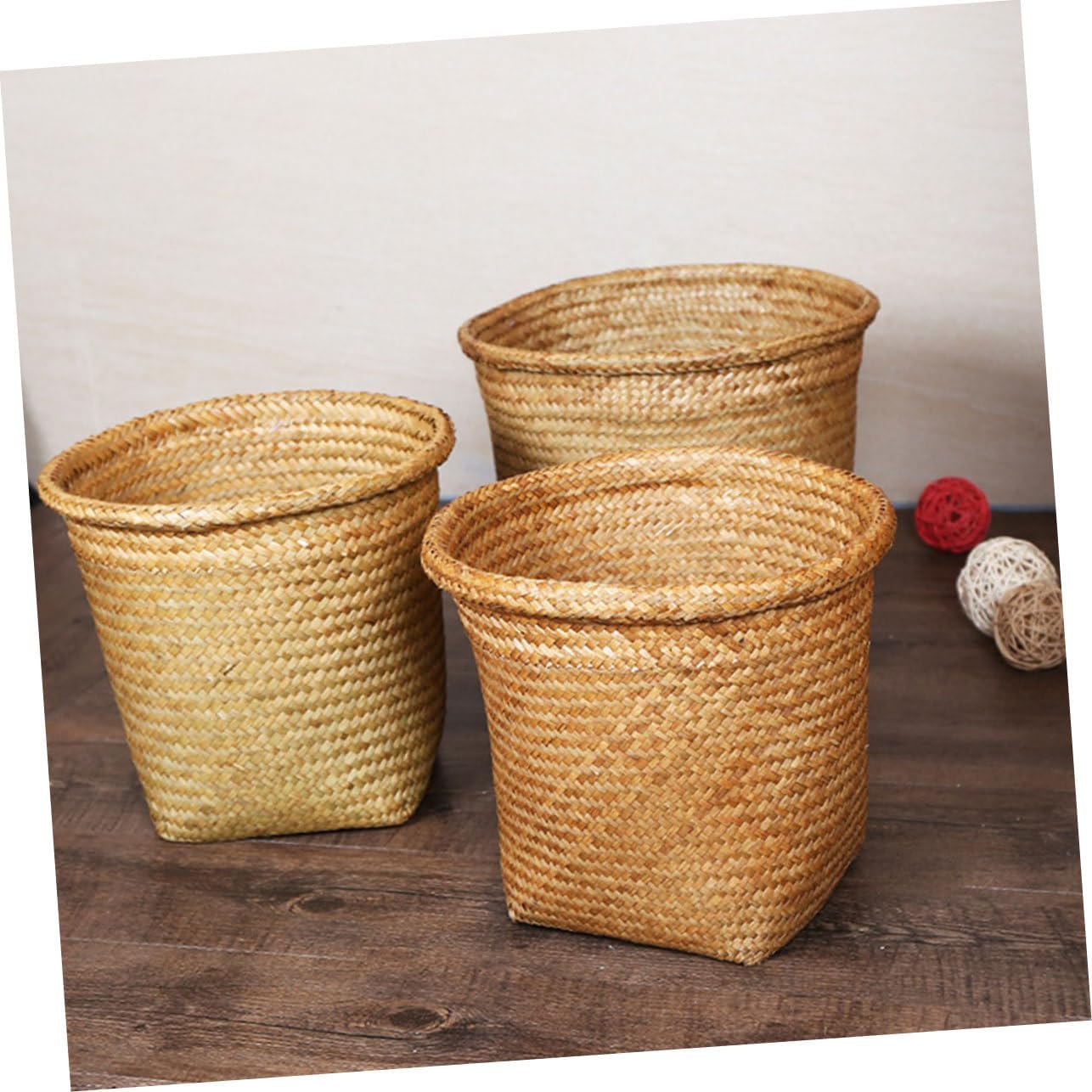 Flower Pot Cover Storage Basket Straw Woven Basket Organizing Storage Bin for Kitchen Home Desk Eco-friendly Sundries Holder