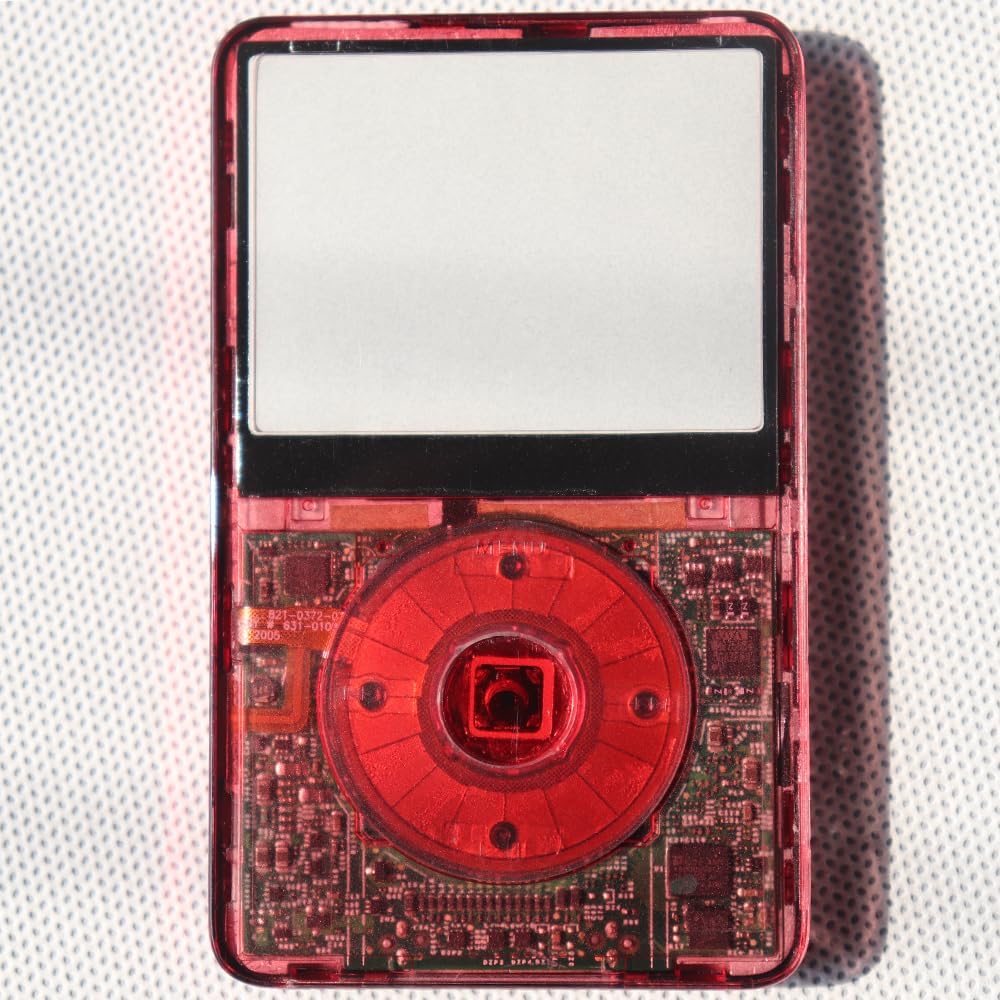 Transparent Red Video Front Housing Case Cover with Center Button Key for iPod Video 5th/5.5th 30GB 60GB 80GB Gen No Clickwheel