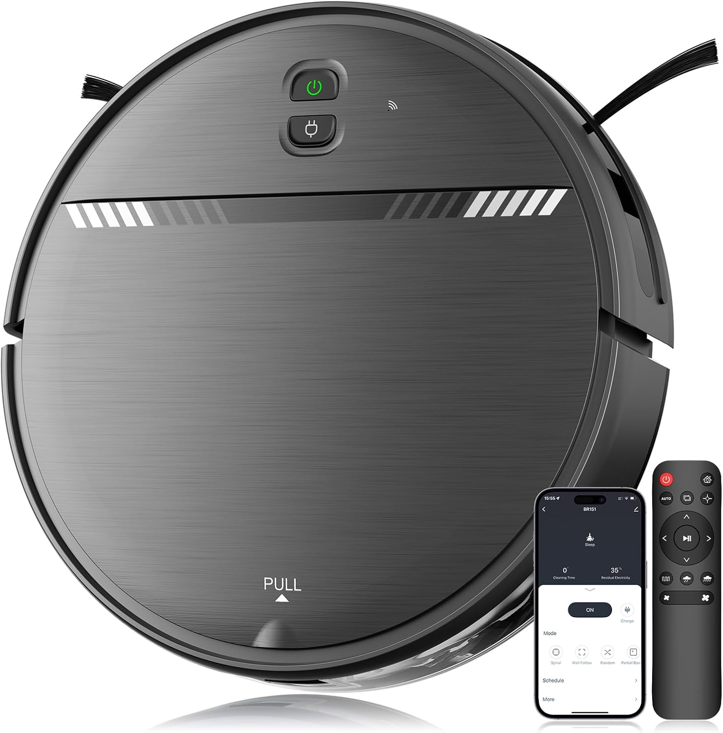 MANVN Robot Vacuum and Mop Combo for Pet Hair, Robotic Vacuum for Hard Floors and Carpets, 2.87'' Ultra-Slim, with 3D Obstacle Avoidance, Wi-Fi/App/Voice Controlled, Self-Charging