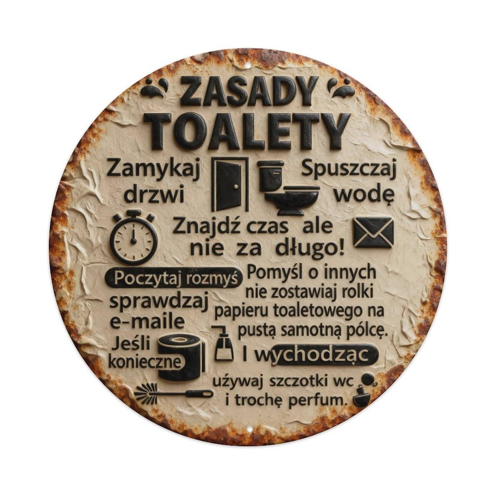 Zlatcbu Vintage Toilet Rules Sign With Icons And Text Metal Tin Sign Retro Wall Art Poster, Decor For Home Living Room Bar Cafe Garage, 8X8 Inch