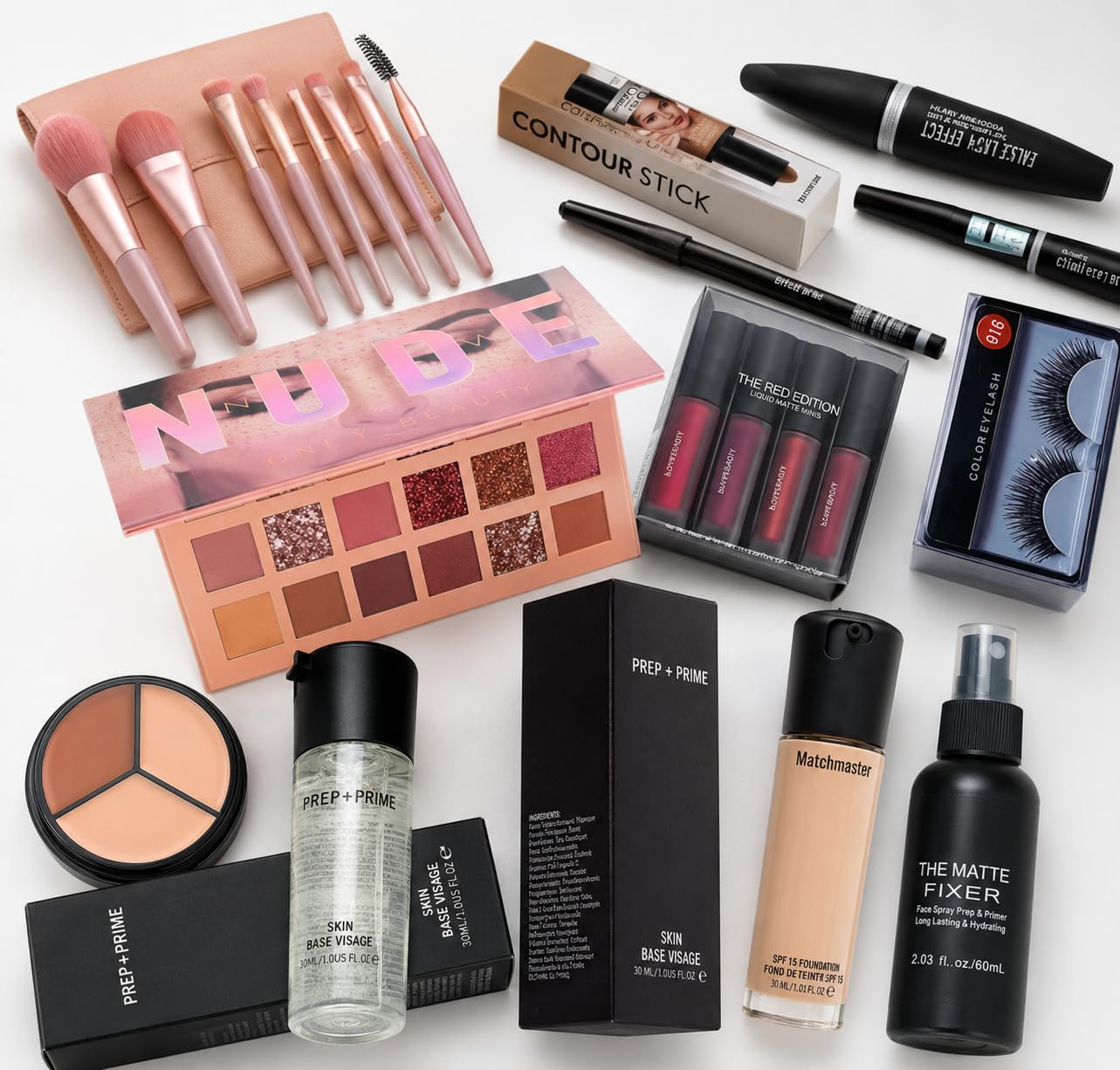 All-in-One Makeup Kit for Women & Girls | Complete Beauty Combo Set with Eyeshadow Palette, Makeup Brushes, Foundation, Primer, Concealer, Lipsticks, Mascara, Eyelashes & Fixer Spray-image-7
