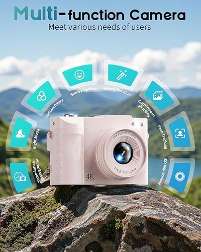 Miniatura 4 de Cámara digital 4K para fotografía, cámara de videoblogs de 50 megapíxeles para YouTube, cámaras compactas con pantalla giratoria de 2.8" de 180°