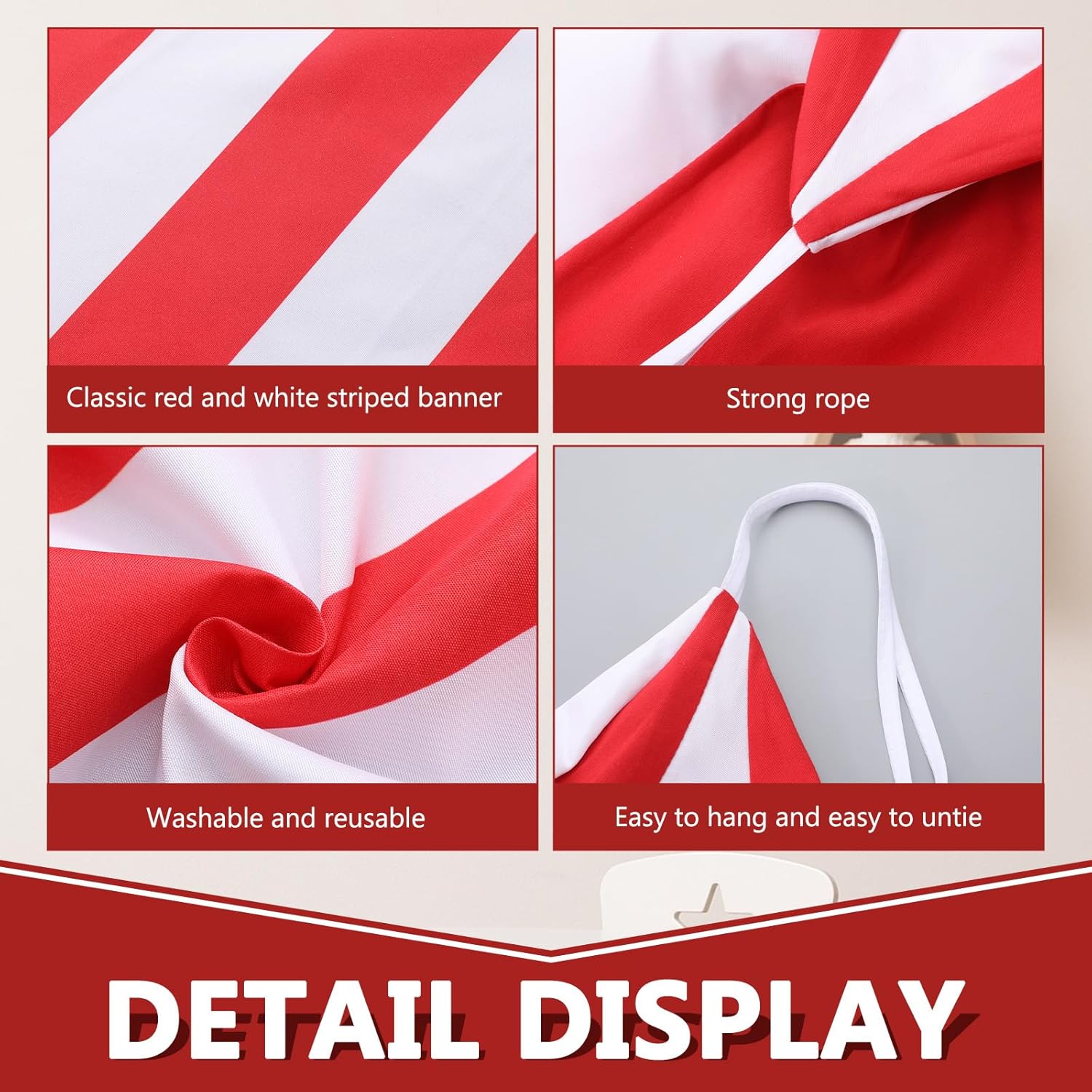 Preboun 4 Pcs Carnival Circus Tent Decor Backdrop 6 x 3 ft Red and White Indoor Reading Nook Hanging Party Decoration Canopy for Home Outdoor Circus Festive Birthday Candy Theme Party Photography